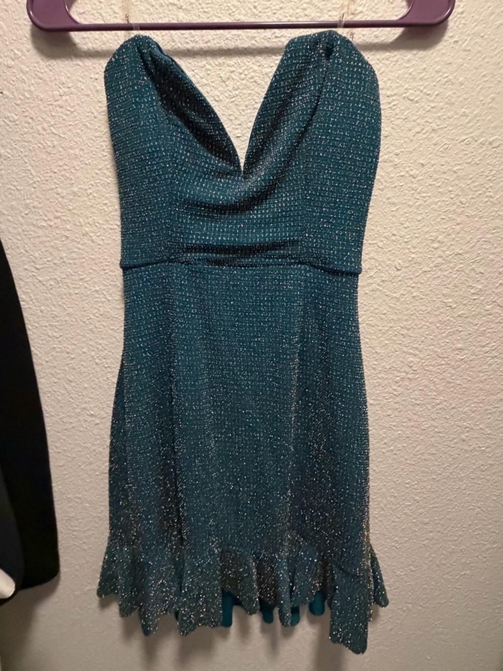 Trixxi Strapless Teal Glitter Party Dress
